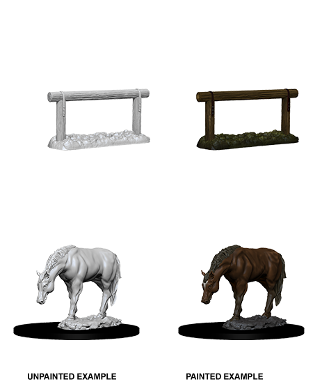 WizKids Deep Cuts Unpainted Miniatures: Horse & Hitch W10